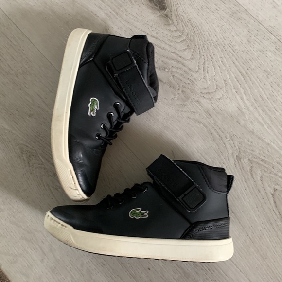 Lacoste Explorateur Classic High Top Black Leather Lace Up Sneakers Shoes sz 12‎ - Picture 2 of 10